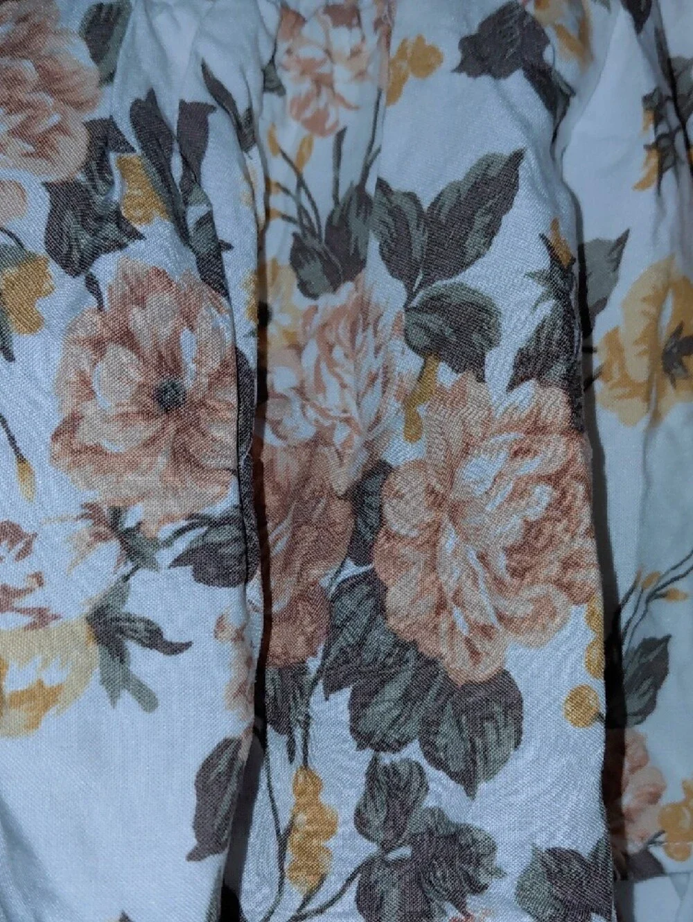 Wallflower White Floral Smocked Skirt with Tan & Olive Accents